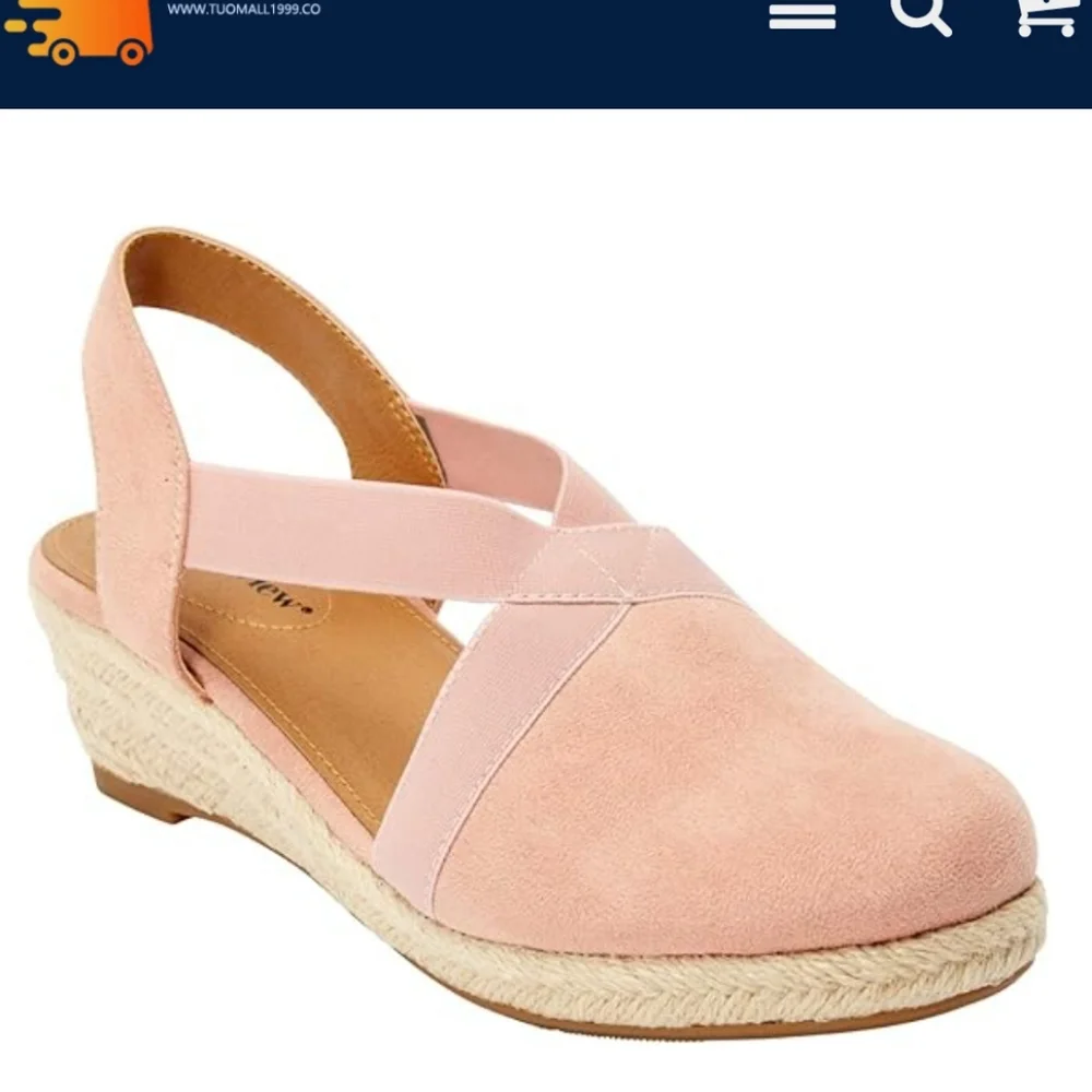 Comfortview Pastel Pink Wide Width The Elodie Espadrille Sandals Size 9W